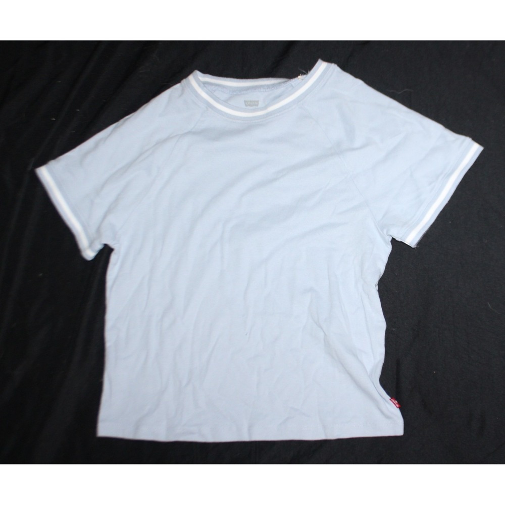 Levis Shirt Womens L Light Blue Slim Fit Short Sleeve Crewneck 100% Cotton Tee